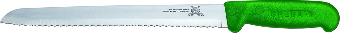 Omcan - 8” Slicer Knife with Narrow R-Wave Blade & Green Handle, Pack of 10 - 12617