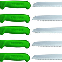 Omcan - 8” Slicer Knife with Narrow R-Wave Blade & Green Handle, Pack of 10 - 12617
