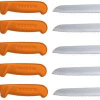 Omcan - 8” Slicer Knife with Narrow R-Wave Blade & Orange Handle, Pack of 10 - 12630