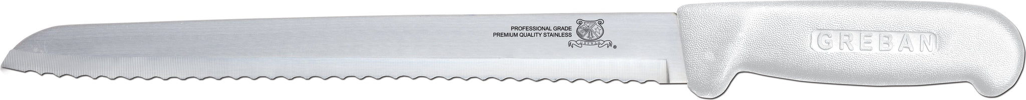 Omcan - 8” Slicer Knife with Narrow R-Wave Blade & White Handle, 10/cs - 12634