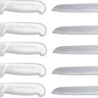 Omcan - 8” Slicer Knife with Narrow R-Wave Blade & White Handle, Pack of 10 - 12634