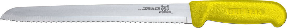 Omcan - 8” Slicer Knife with Narrow R-Wave Blade & Yellow Handle, Pack of 10 - 12627
