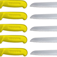 Omcan - 8” Slicer Knife with Narrow R-Wave Blade & Yellow Handle, Pack of 10 - 12627