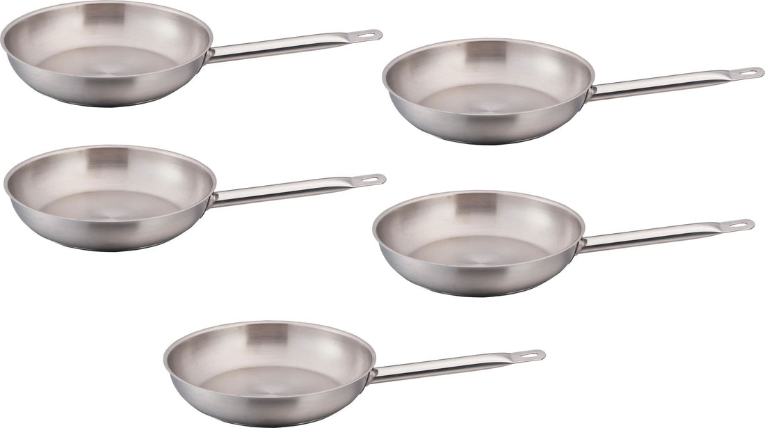 Omcan - 8” Stainless Steel Fry Pan, Pack of 10 - 80446