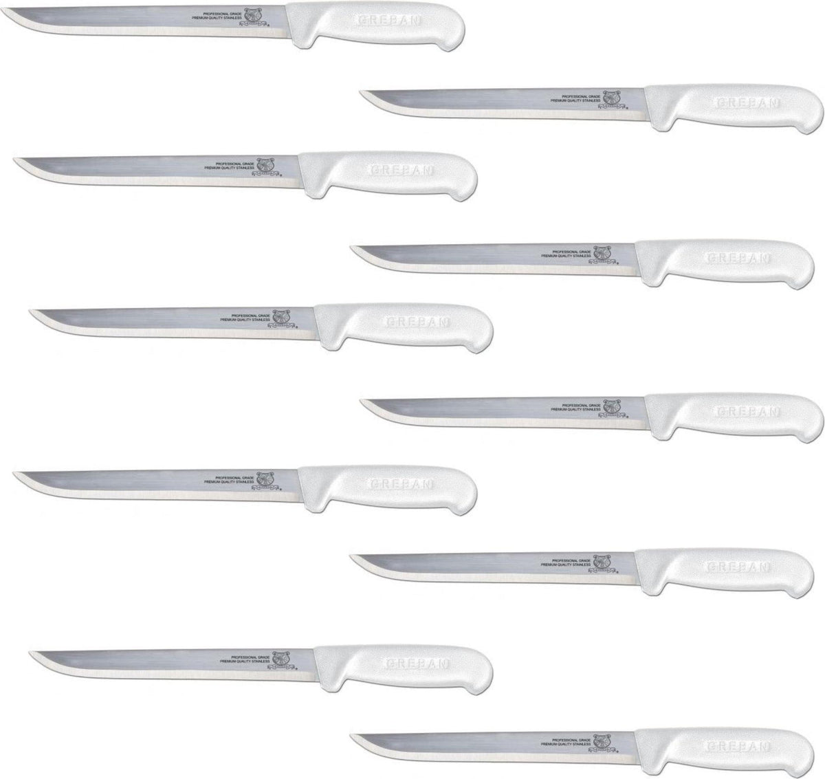 Omcan - 8" Straight Blade Fillet Knife with White Handle, Pack of 10 - 11856