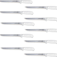 Omcan - 8" Straight Blade Fillet Knife with White Handle, Pack of 10 - 11856