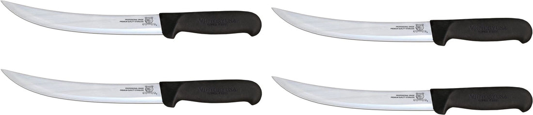 Omcan - 8” Victoria USA Breaking Knife with Black Super Fiber Handle, Pack of 4 - 16856