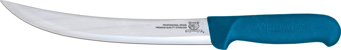 Omcan - 8” Victoria USA Breaking Knife with Blue Super Fiber Handle, Pack of 3 - 23890