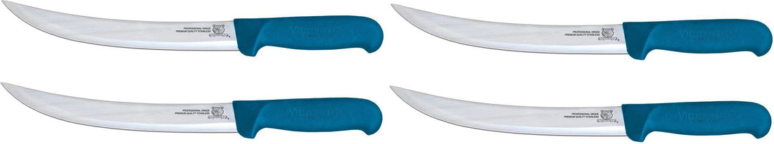 Omcan - 8” Victoria USA Breaking Knife with Blue Super Fiber Handle, Pack of 4 - 23890