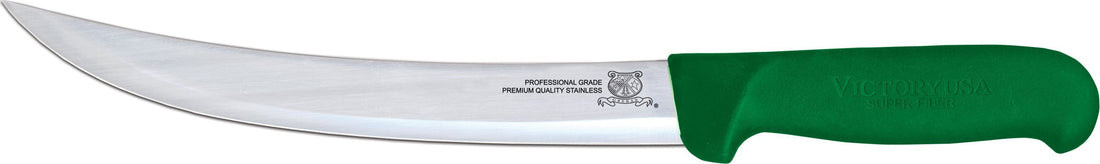 Omcan - 8” Victoria USA Breaking Knife with Green Super Fiber Handle, Pack of 4 - 23891