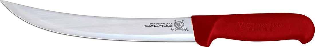 Omcan - 8” Victoria USA Breaking Knife with Red Super Fiber Handle, Pack of 4 - 23892