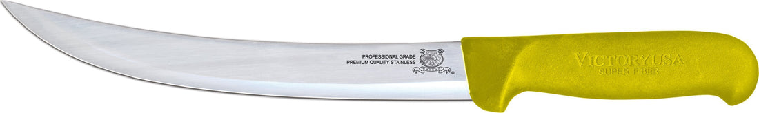Omcan - 8” Victoria USA Breaking Knife with Yellow Super Fiber Handle, Pack of 4 - 23893