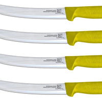 Omcan - 8” Victoria USA Breaking Knife with Yellow Super Fiber Handle, Pack of 4 - 23893