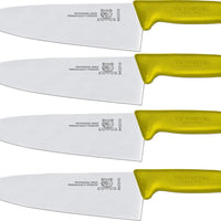 Omcan - 8” Yellow Super Fiber Handle Medium Cook's Knife, Pack of 4 - 23877