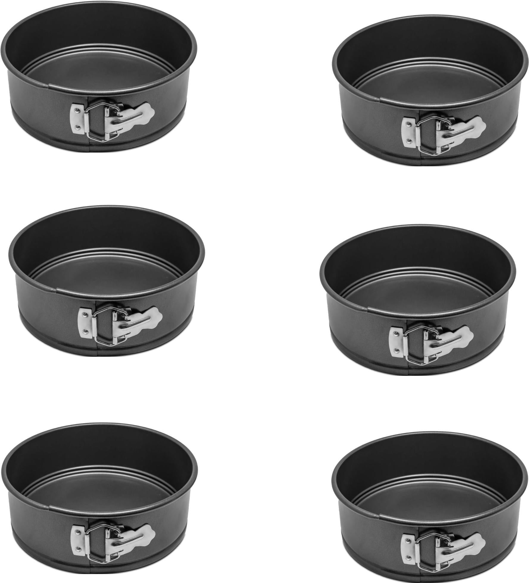 Omcan - 8″ x 3″ Aluminized Steel Non-Stick Springform Cake Pan, Pack of 6 - 81110