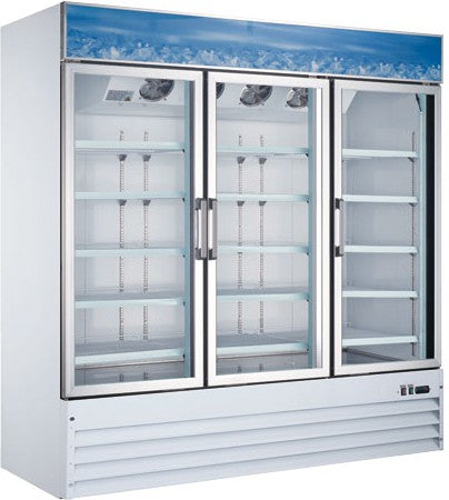 Omcan - 80" White 3 Door Swing Glass Door Freezer with 52.3 cu.ft. capacity - FR-CN-0052-HC