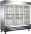 Omcan - 81″ Stainless Steel Reach in Refrigerator Triple Glass Doors With 72 Cu.Ft. Capacity - 51028