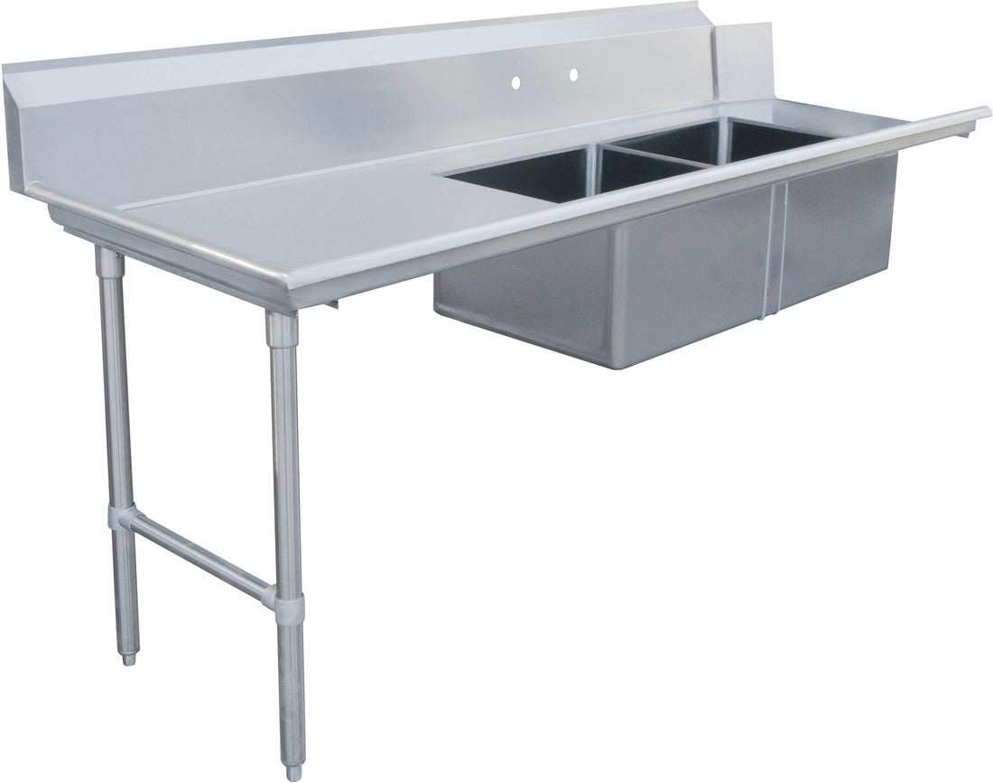 Omcan - 84" Left Side Soiled Dish Table with Two Sinks - 48487