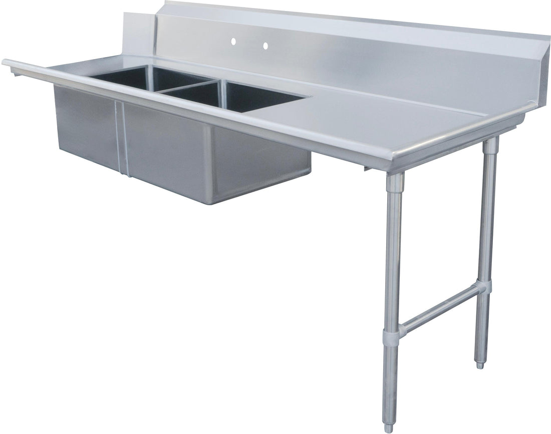 Omcan - 84" Right Side Soiled Dish Table with Two Sinks - 48488