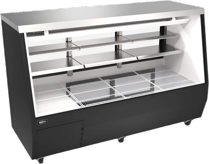 Omcan - 84” Square Black Glass Refrigerated Double-Duty Deli Display Case - 50108