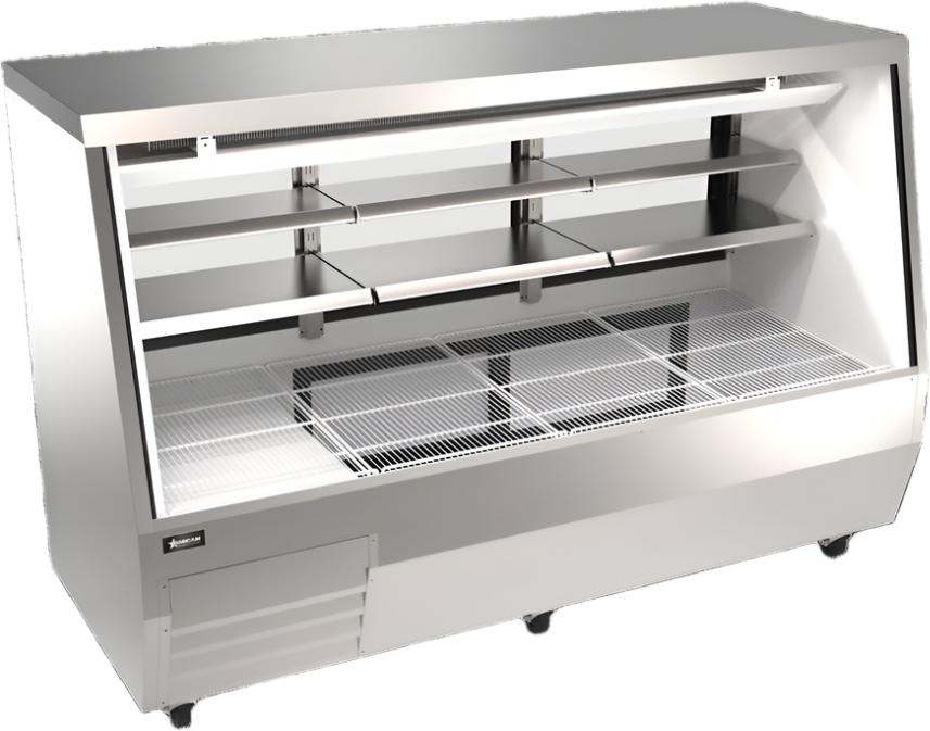 Omcan - 84” Square Stainless Steel Glass Refrigerated Double-Duty Deli Display Case - 50109