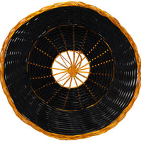 Omcan - 8.25" x 2.25" Round Woven Basket Black With Golden Trim, Pack of 20 - 47192