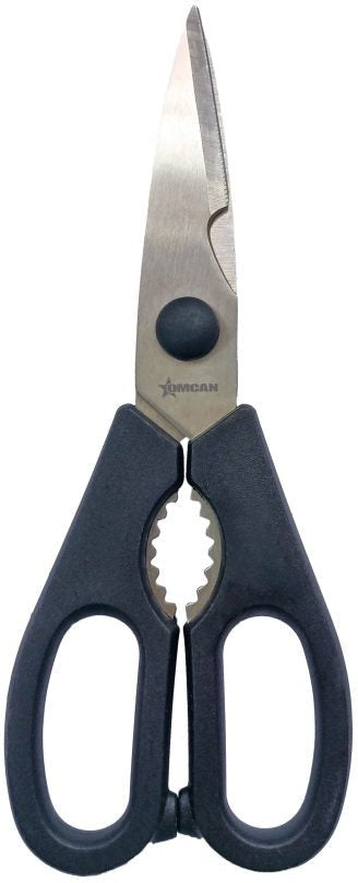 Omcan - 8.3″ Stainless Steel All-Purpose Detachable Kitchen Shears with Black Polypropylene Handles, Pack of 30 - 81071