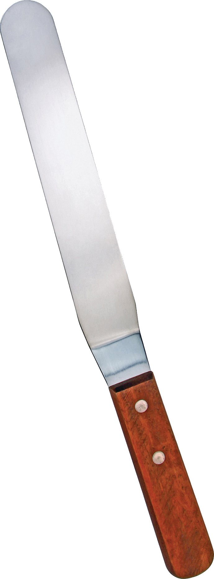 Omcan - 8.5” x 1.5” Offset Spatula with Stainless Steel Blade & Wood Handle, Pack of 30 - 80145
