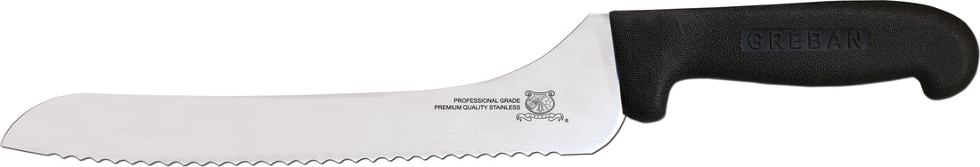 Omcan - 9” Off-Set Wave Edge Blade Slicer Knife with Black Handle, Pack of 10 - 12427