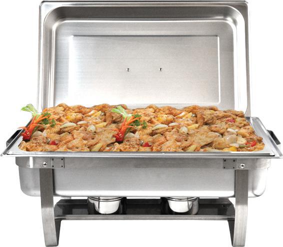 Omcan - 9 QT Stainless Steel Chafing Dish with Foldable Legs (8.5 L), Pack of 2 - 31354