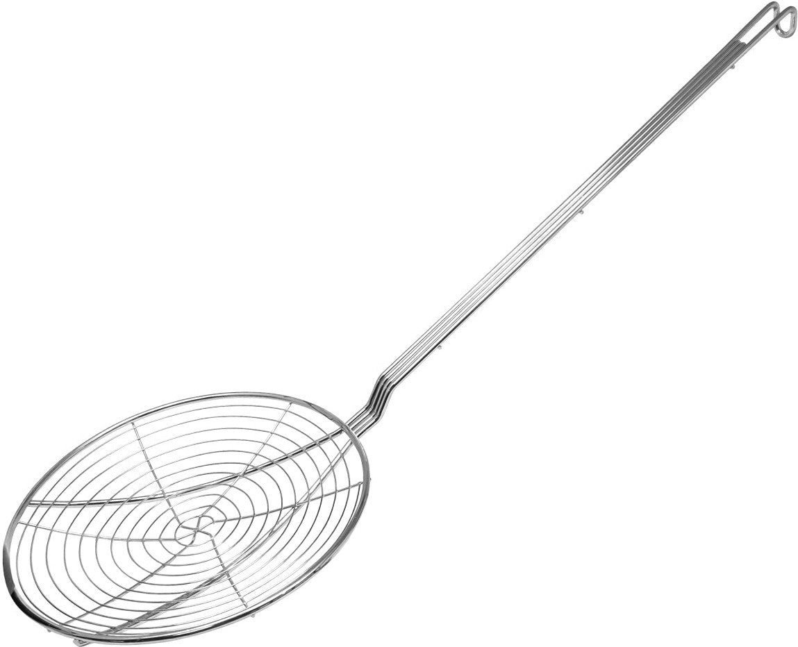 Omcan - 9″ Round Spiral Wire Skimmer with 17.5″ Nickle Plated Handle, Pack of 16 - 81077