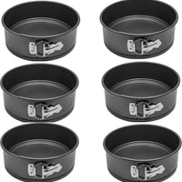 Omcan - 9" x 3" Aluminized Steel Non-Stick Springform Cake Pan, Pack of 6 - 81111