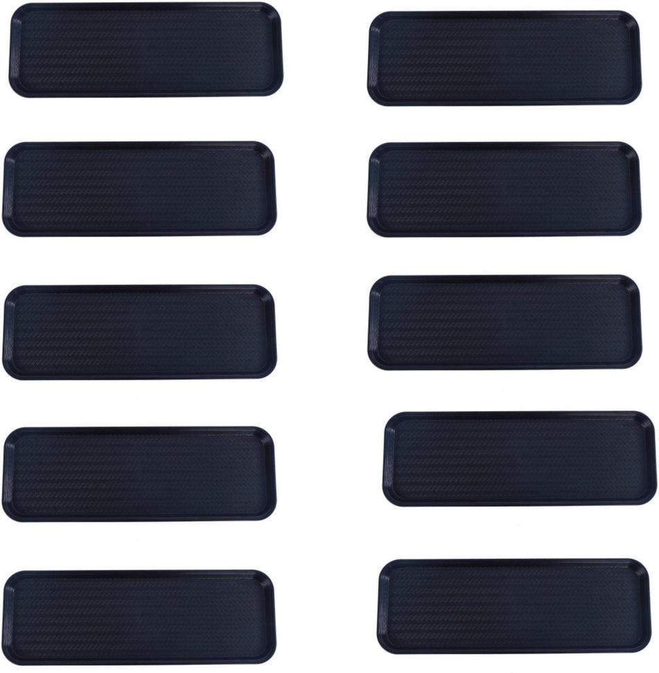 Omcan - 9″ x 30″ Black ABS Plastic Food and Produce Display or Merchandising Tray, Pack of 10 - 81101