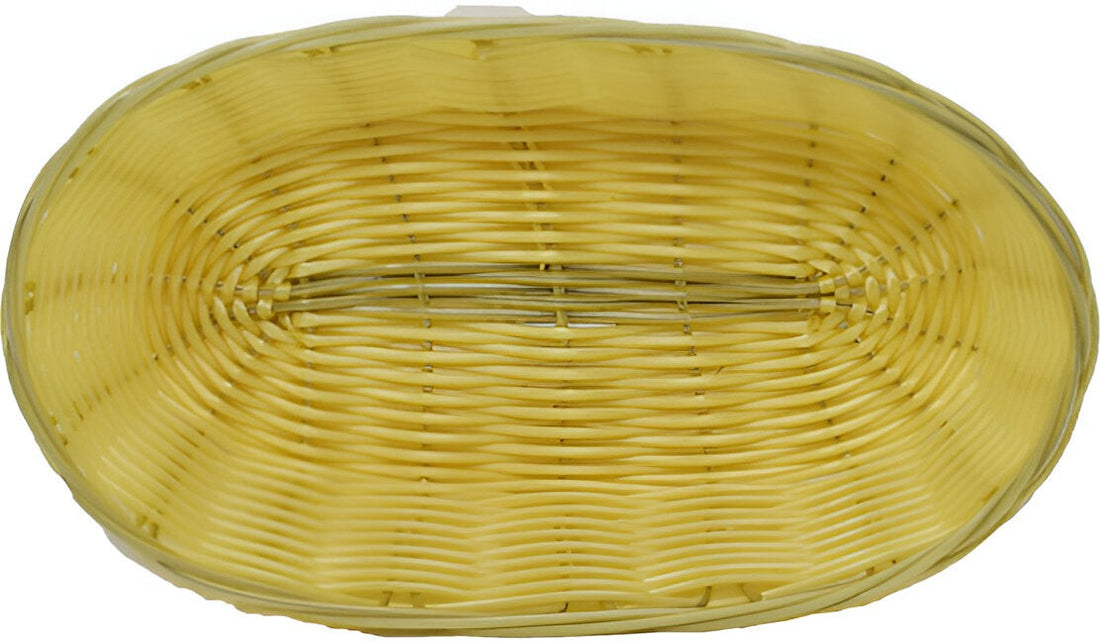 Omcan - 9″ x 4.25″ x 2″ Long Oval Natural Woven Basket, Pack of 50 - 47196