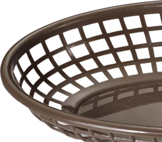 Omcan - 9" x 5" Brown Premium Plastic Oval Basket, Pack of 150 - 80358