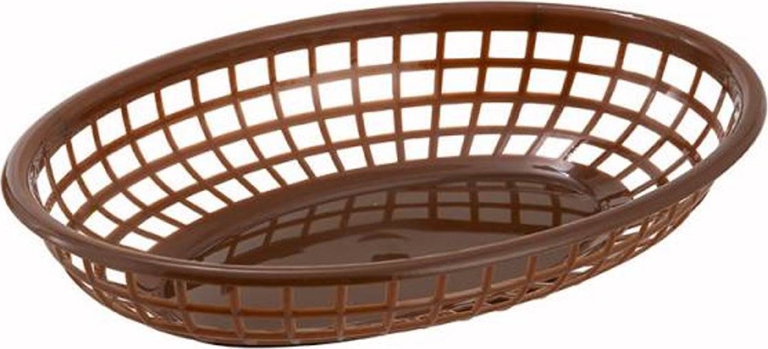 Omcan - 9" x 5" Brown Premium Plastic Oval Basket, Pack of 150 - 80358