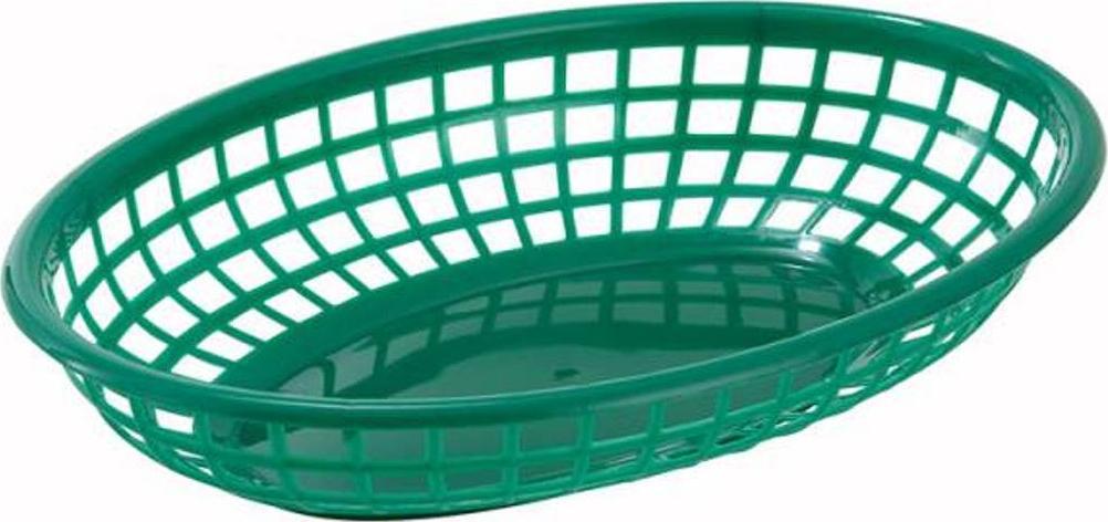 Omcan - 9" x 5" Green Premium Plastic Oval Basket, 300/cs - 80359