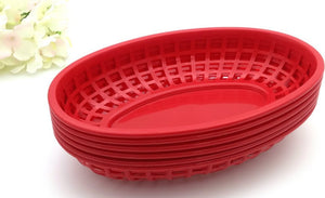 Omcan - 9" x 5" Red Premium Plastic Oval Basket, 300/cs - 80360