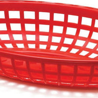 Omcan - 9" x 5" Red Premium Plastic Oval Basket, Pack of 150 - 80360