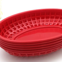 Omcan - 9" x 5" Red Premium Plastic Oval Basket, Pack of 150 - 80360