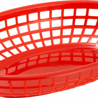 Omcan - 9" x 5" Red Premium Plastic Oval Basket, Pack of 150 - 80360