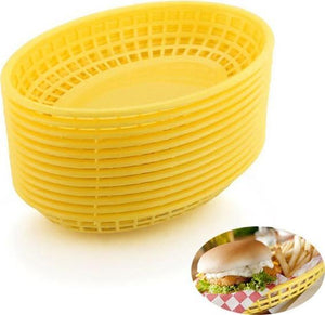 Omcan - 9" x 5" Yellow Premium Plastic Oval Basket, 300/cs - 80361