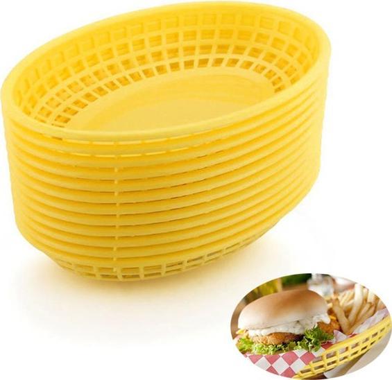 Omcan - 9" x 5" Yellow Premium Plastic Oval Basket, Pack of 200 - 80361