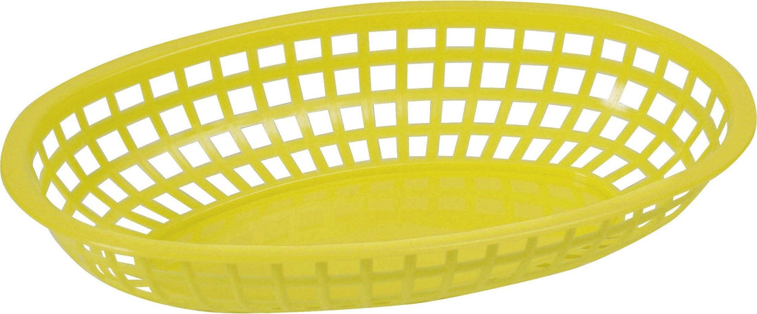 Omcan - 9" x 5" Yellow Premium Plastic Oval Basket, Pack of 200 - 80361