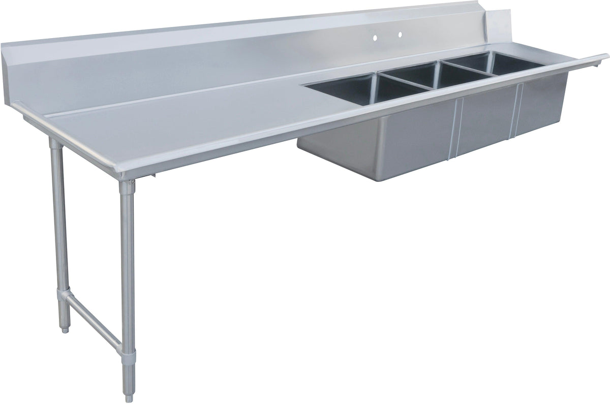 Omcan - 96" Left Side Soiled Dish Table with Three Sinks - 48499