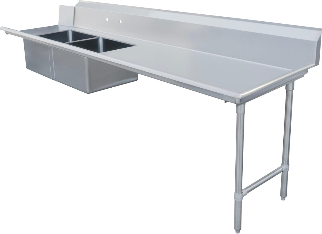 Omcan - 96" Right Side Soiled Dish Table with Two Sinks - 48490