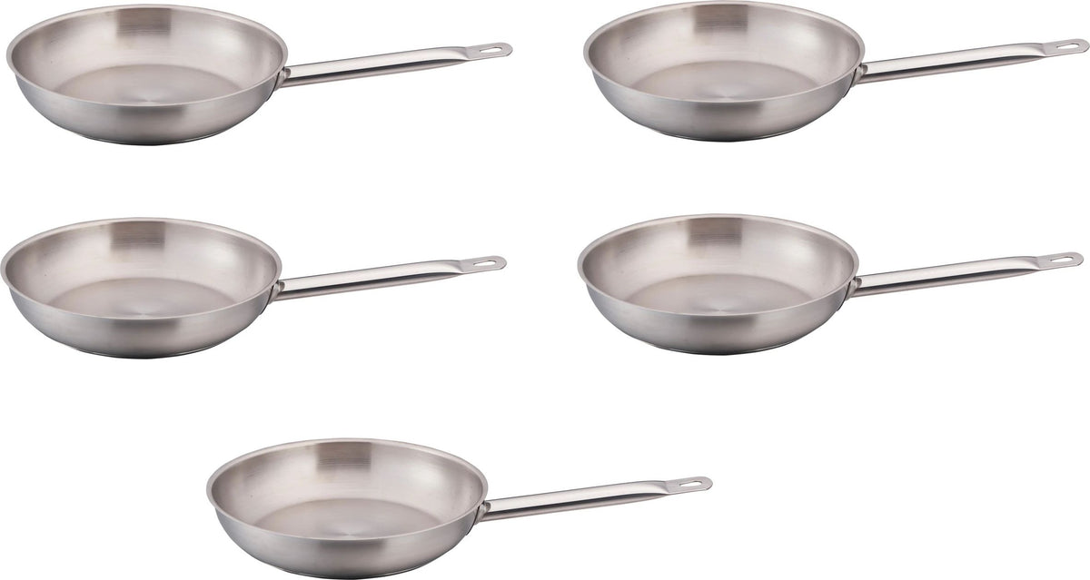 Omcan - 9.5” Stainless Steel Fry Pan, Pack of 4 - 80447