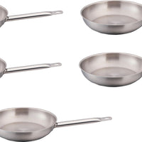 Omcan - 9.5” Stainless Steel Fry Pan, Pack of 4 - 80447