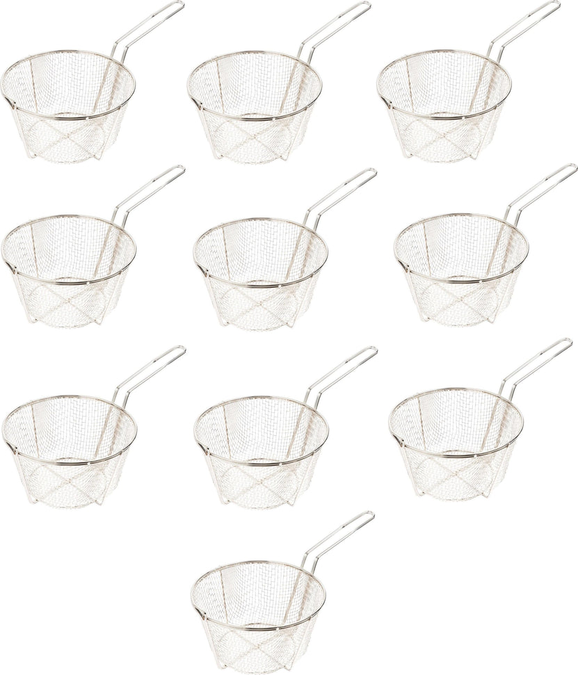 Omcan - 9.5" x 5.75" #6 Mesh Round Wire Fry Basket (241 x146 mm), Pack of 10 - 80381