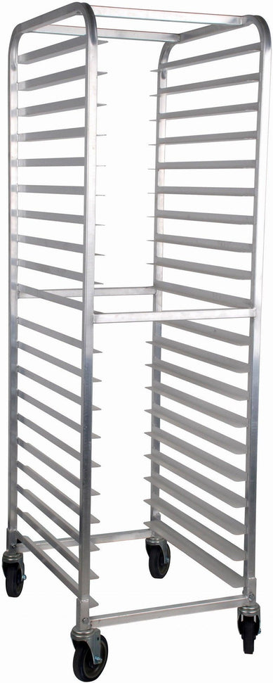 Omcan - Aluminum 20 Slides Mobile Steam Table Pan Rack with 3" Spacing & Curved Top - 47802